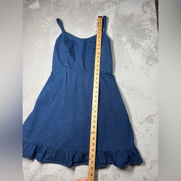 Old Navy Sleeveless Blue Jean Denim Mini Ruffle Hem 100% Cotton Dress Medium - Picture 7 of 16
